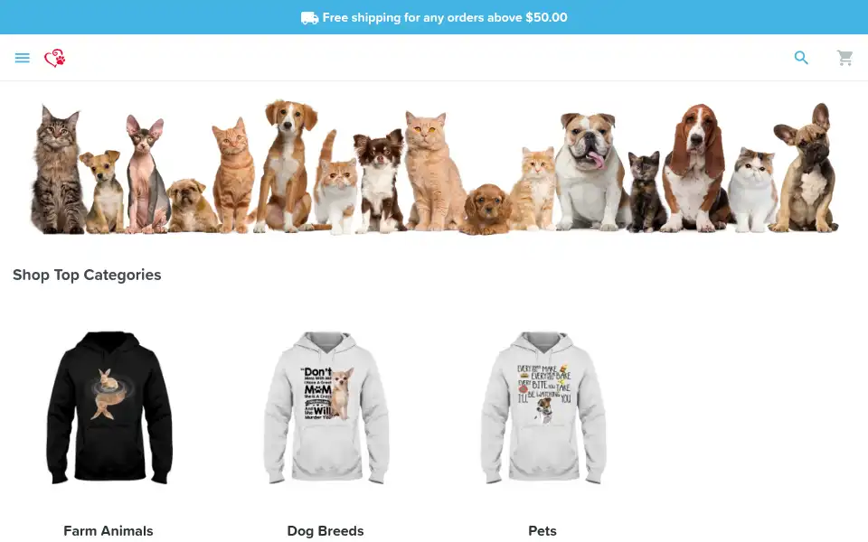 Screenshot of petshirtshop.com