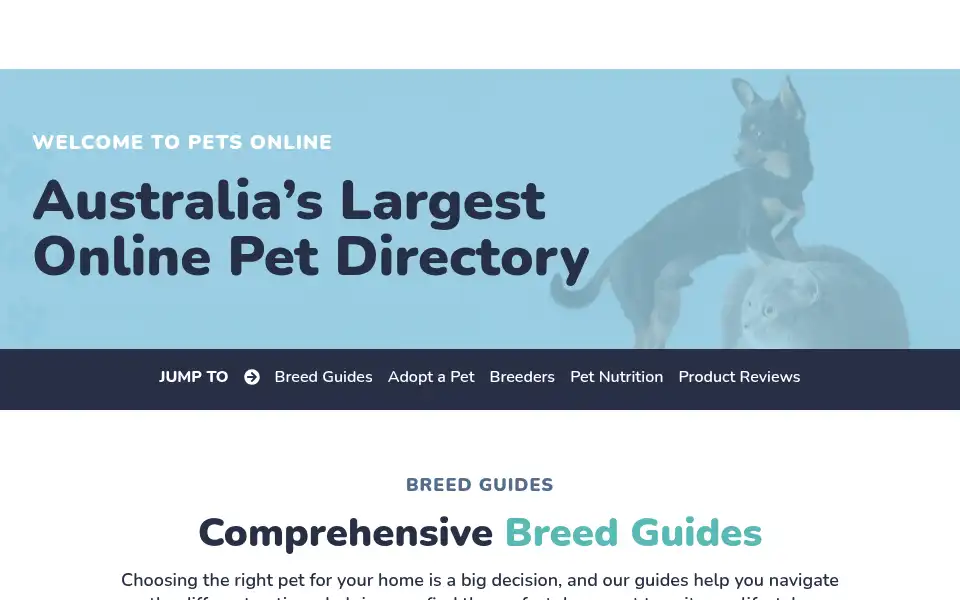 Screenshot of petsonline.com.au