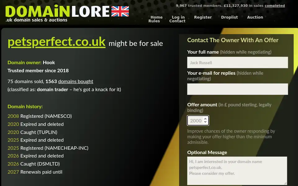 Screenshot of petsperfect.co.uk