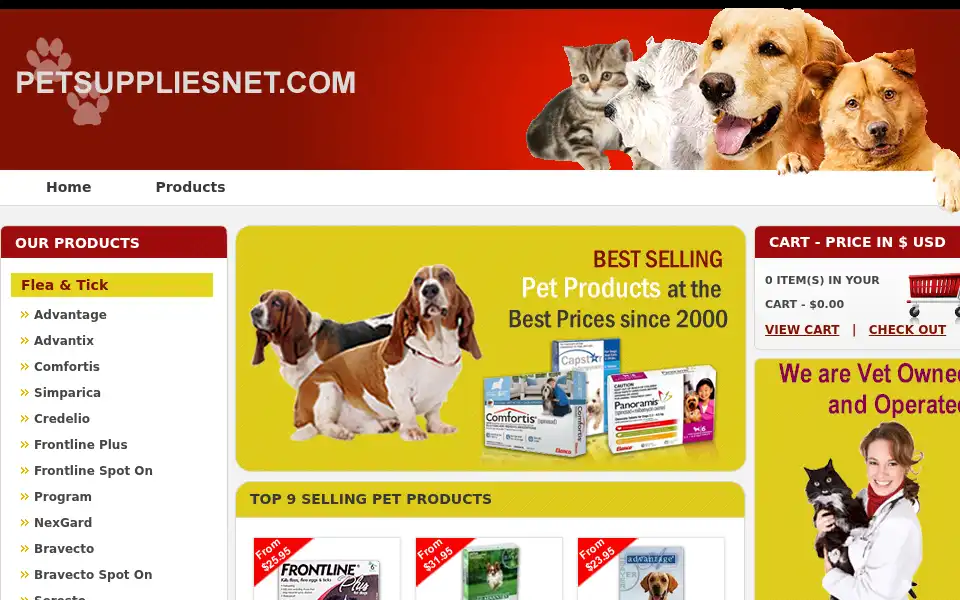 Screenshot of petsuppliesnet.com