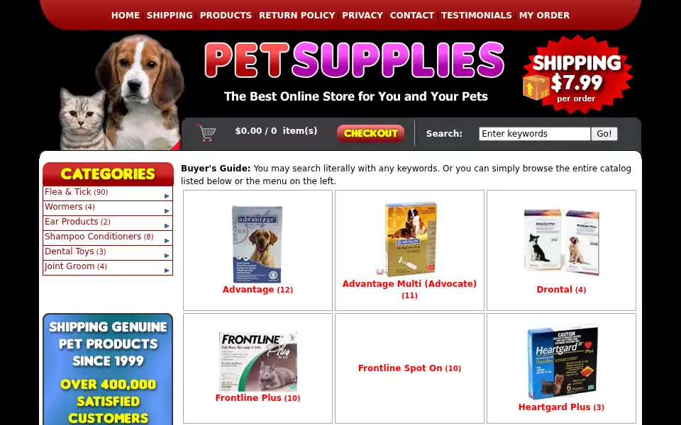 Screenshot of petsupplyexpress.com