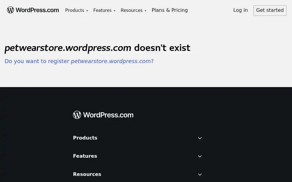 Screenshot of petwearstore.com