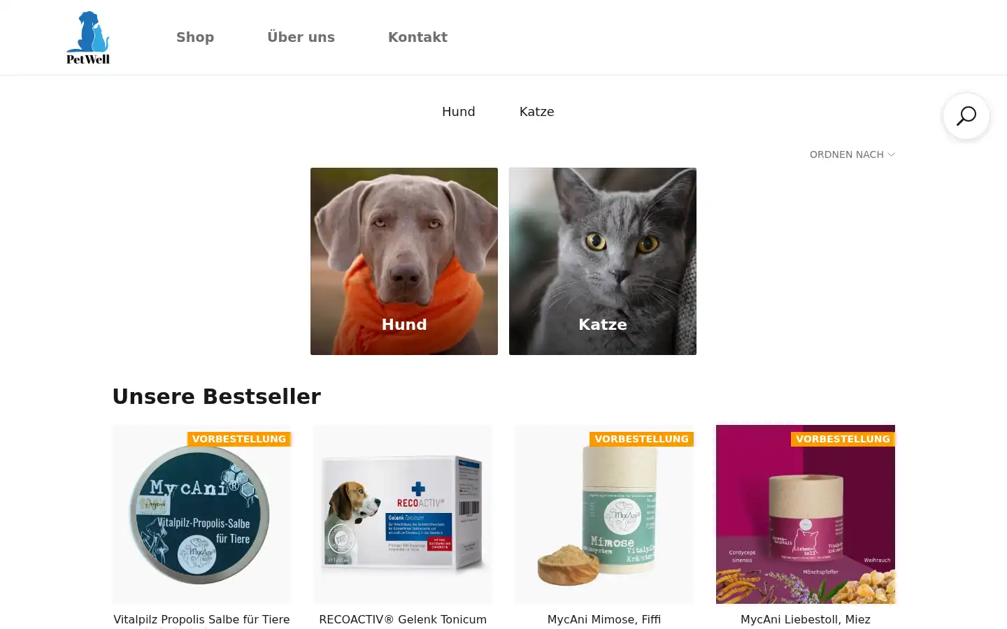 Screenshot of petwell.ch