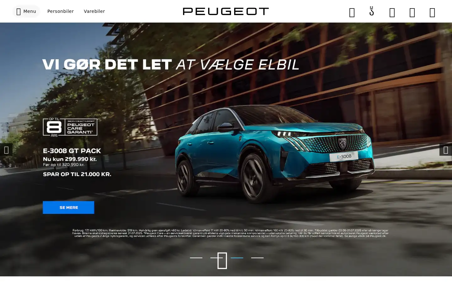 Screenshot of peugeot.dk