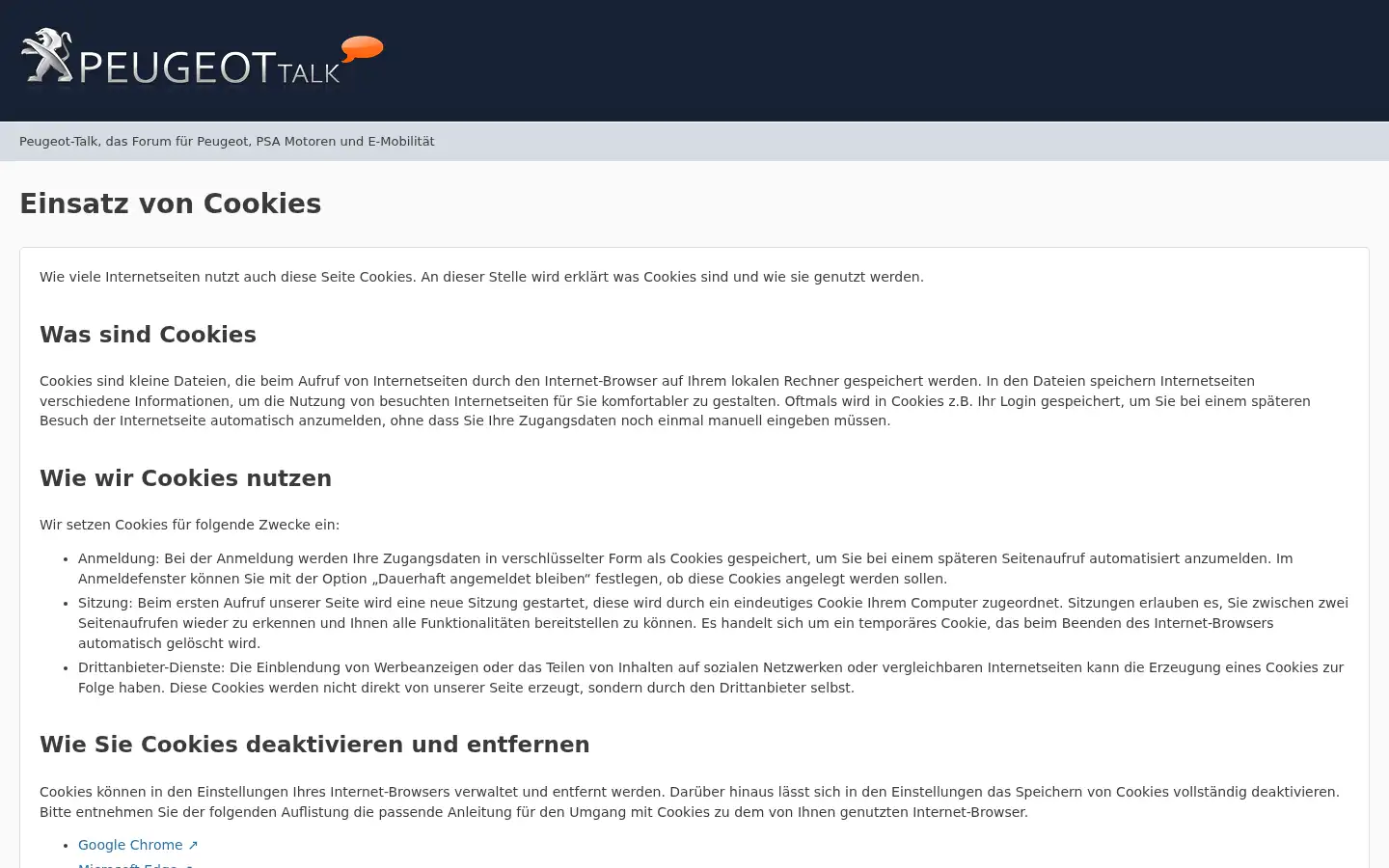 Screenshot of peugeottalk.de