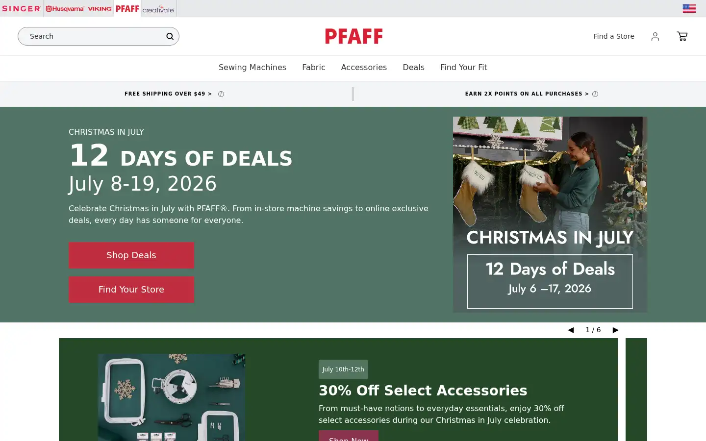 Screenshot of pfaff.com