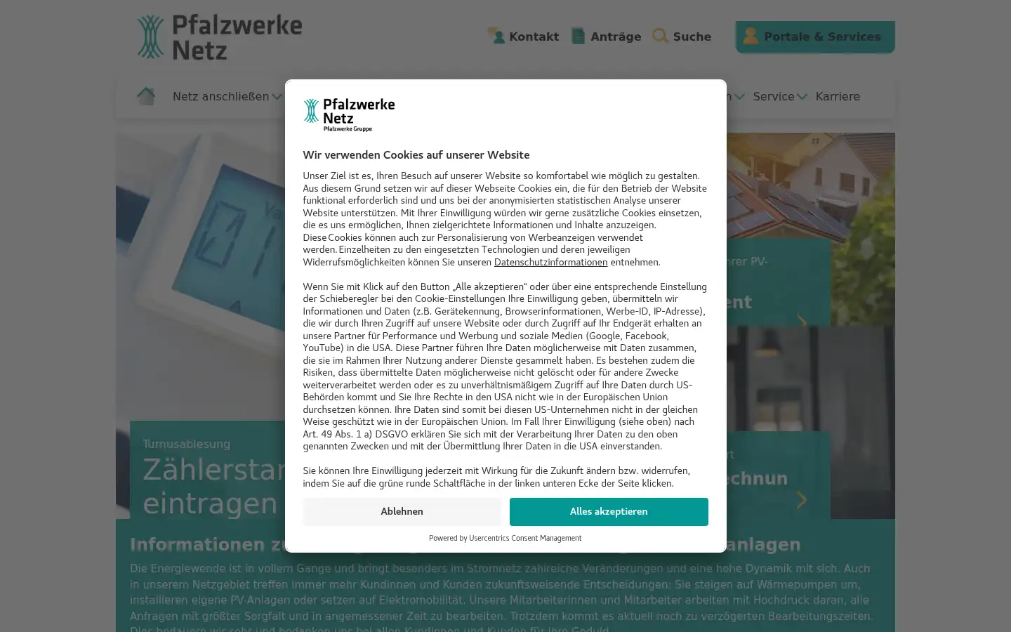 Screenshot of pfalzwerke-netz.de