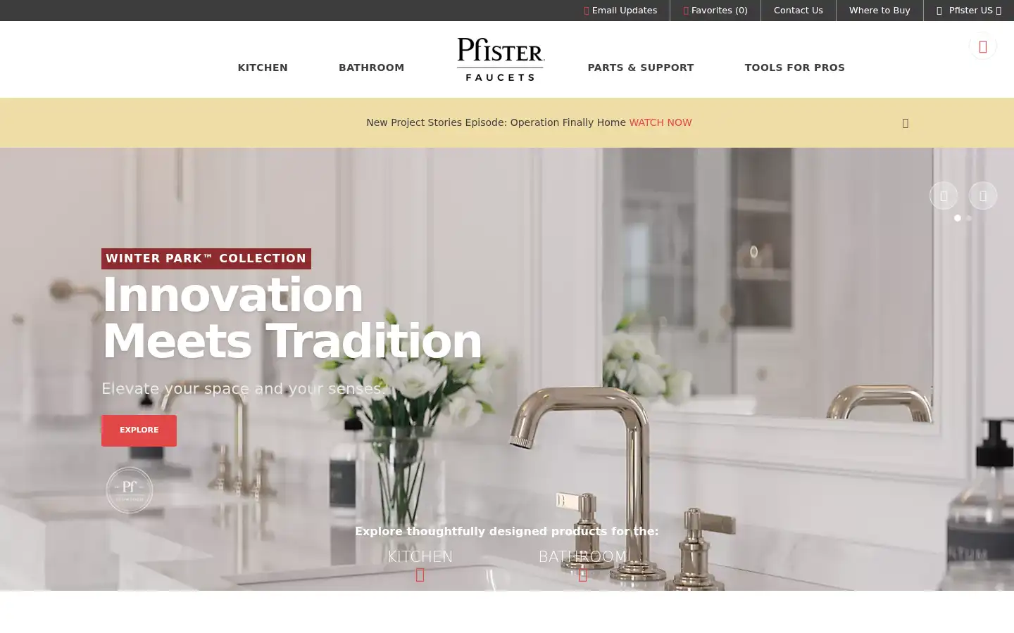 Screenshot of pfisterfaucets.com