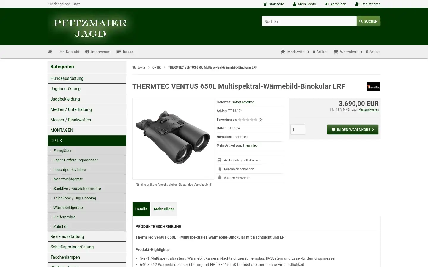 Screenshot of pfitzmaier-jagd.de