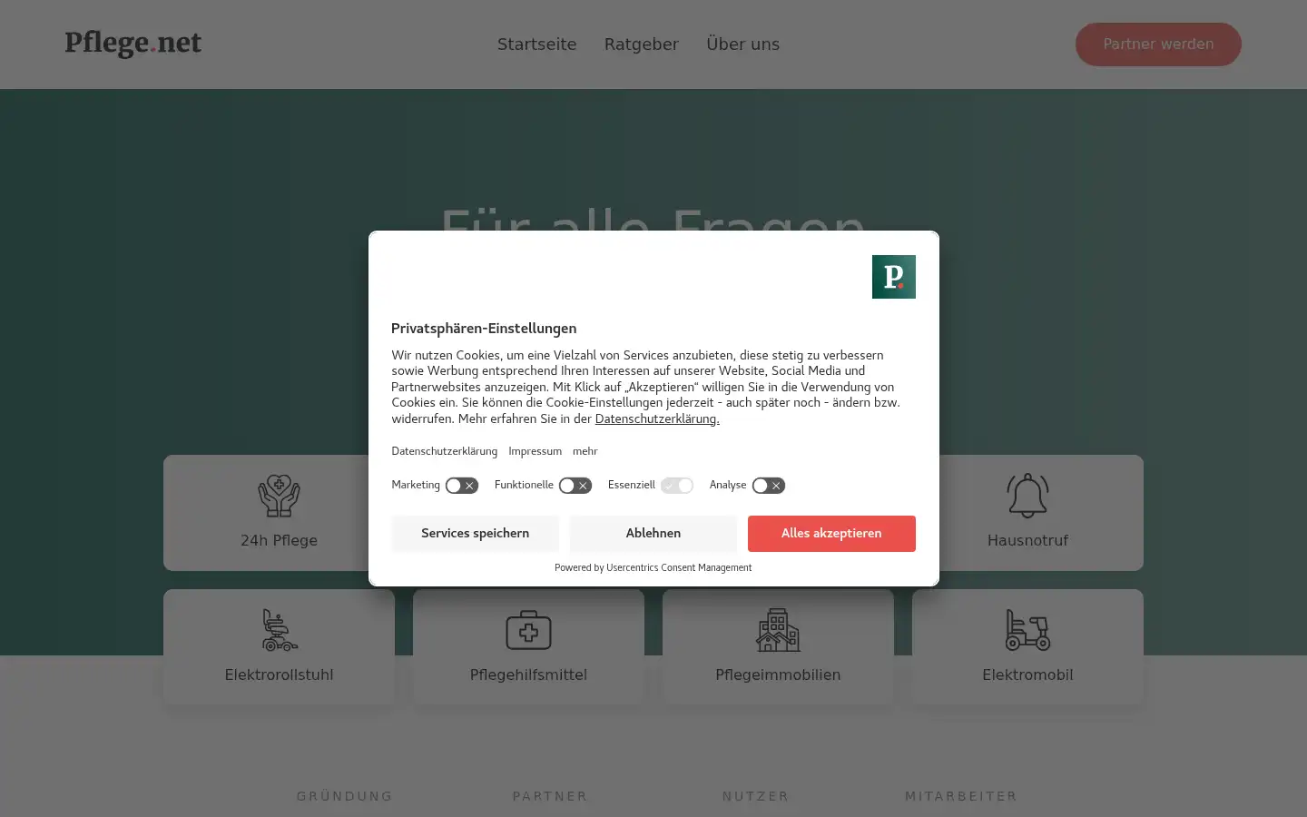 Screenshot of pflege.net