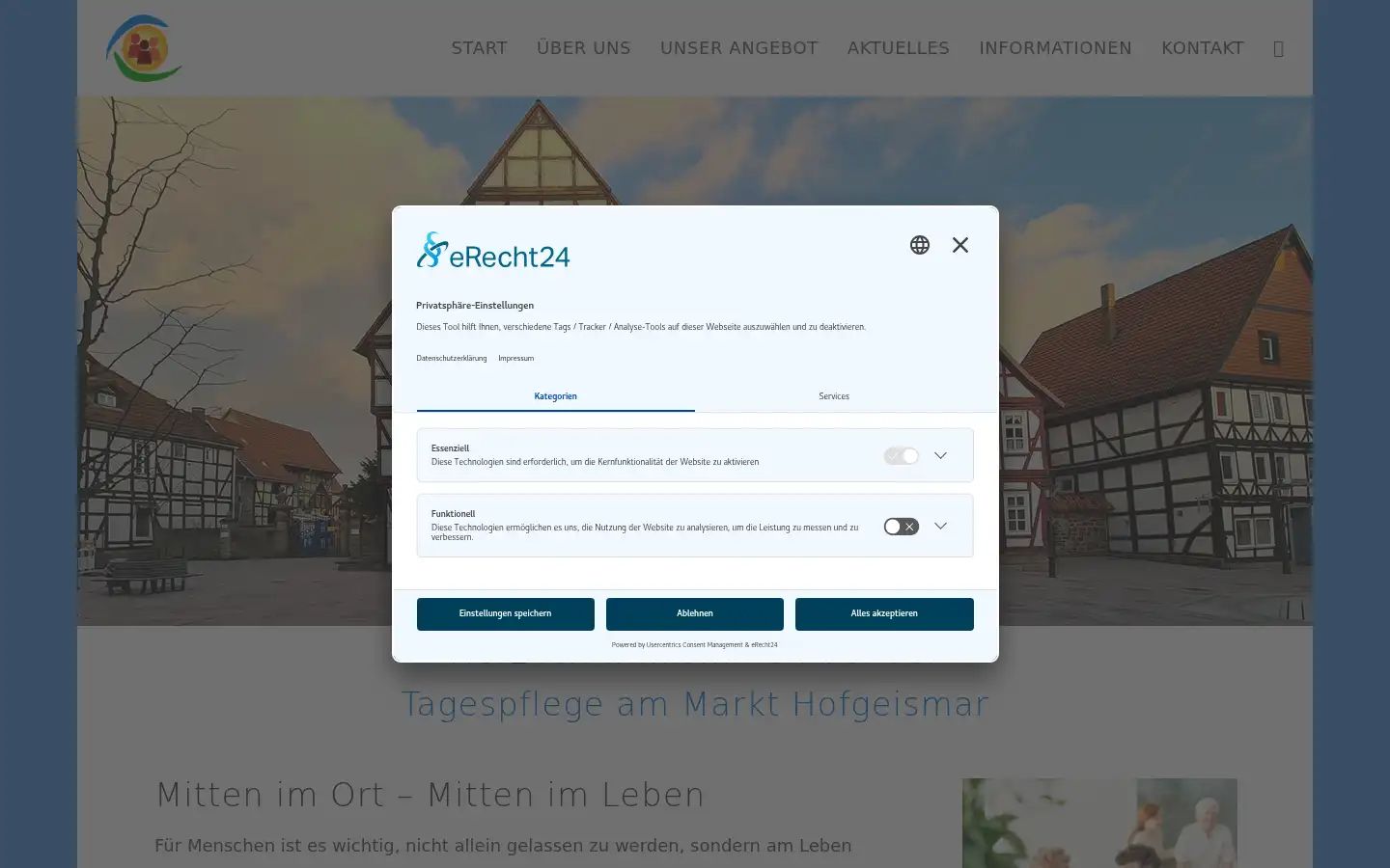 Screenshot of pflegeammarkt-hofgeismar.de