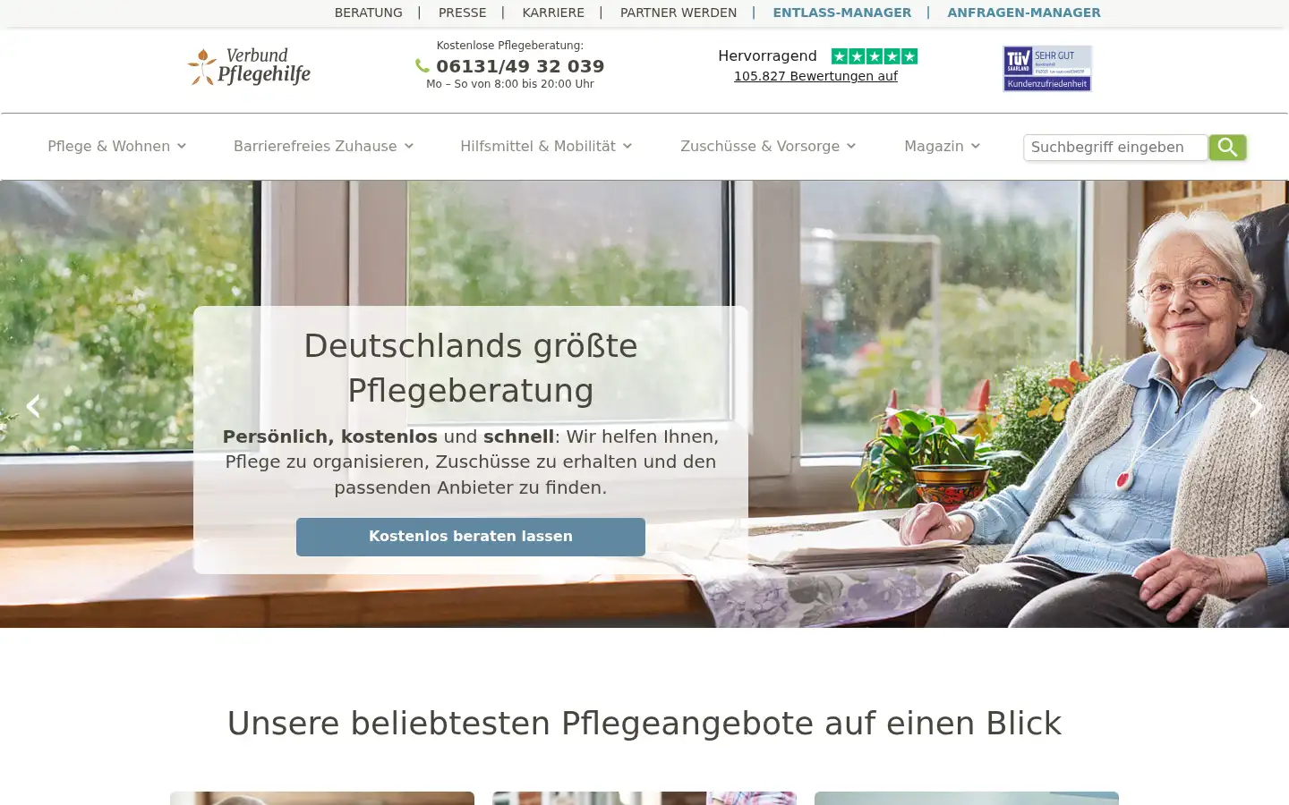 Screenshot of pflegehilfe.org