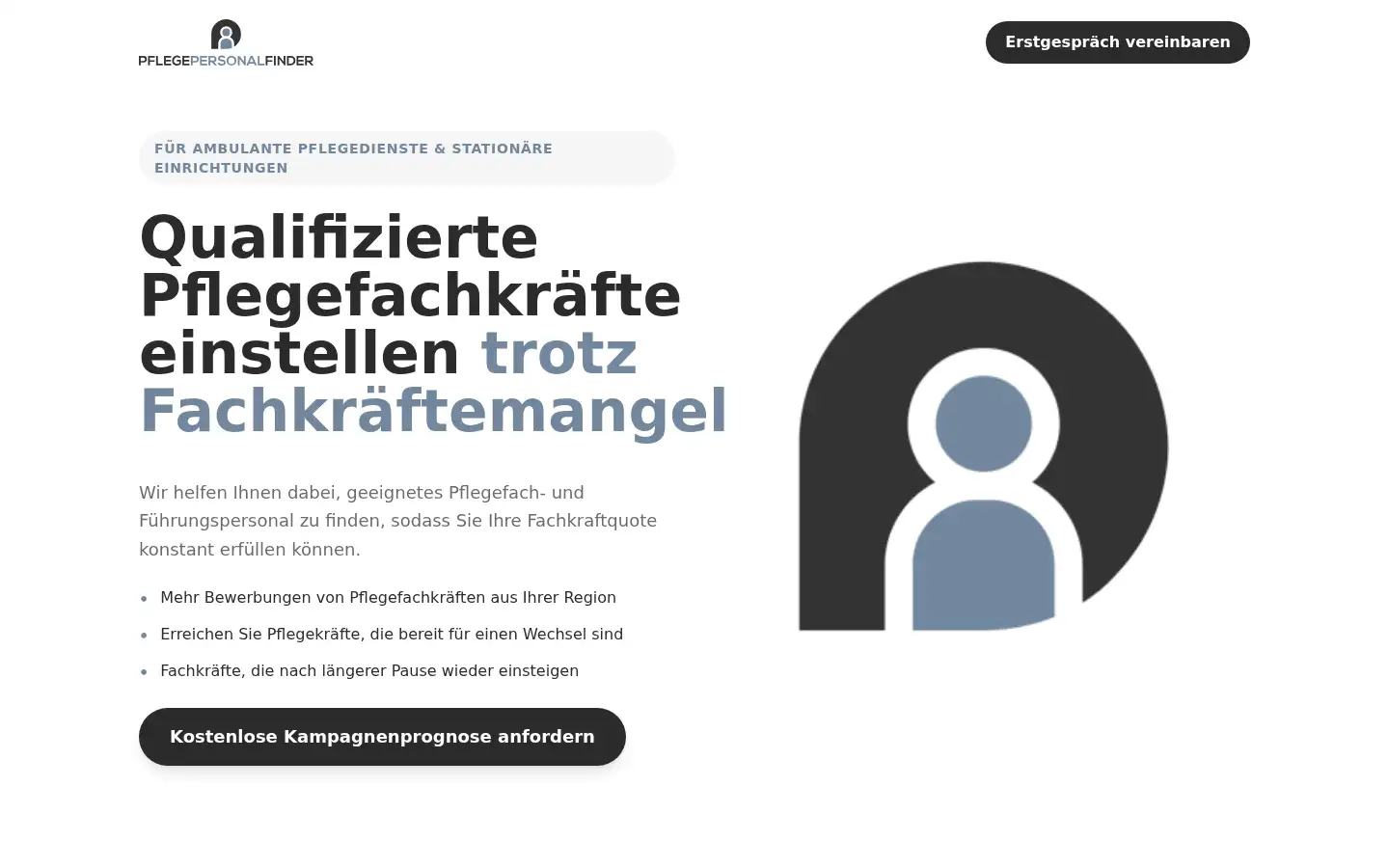Screenshot of pflegepersonalfinder.de