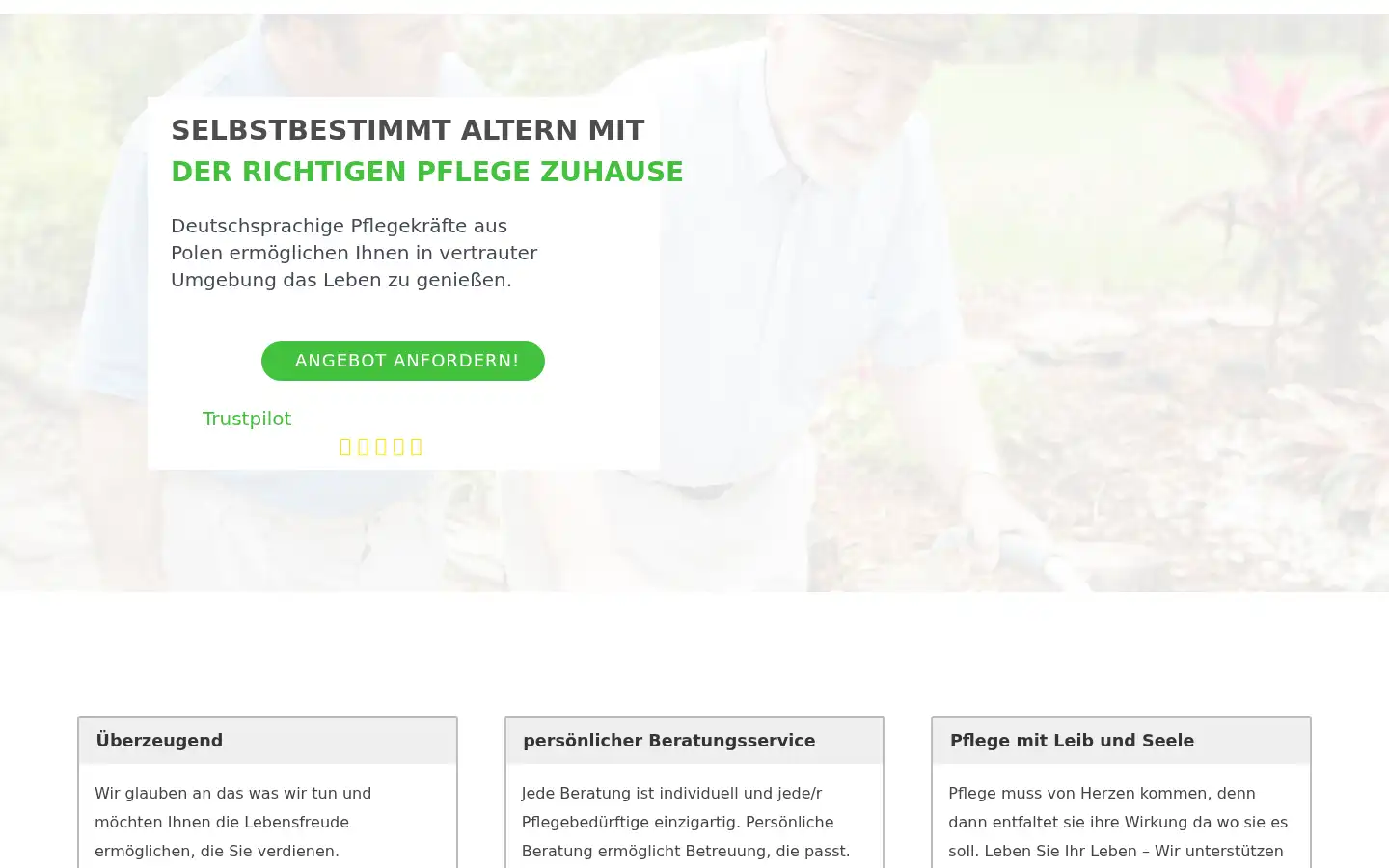 Screenshot of pflegevermittlung-lebensfreude.de
