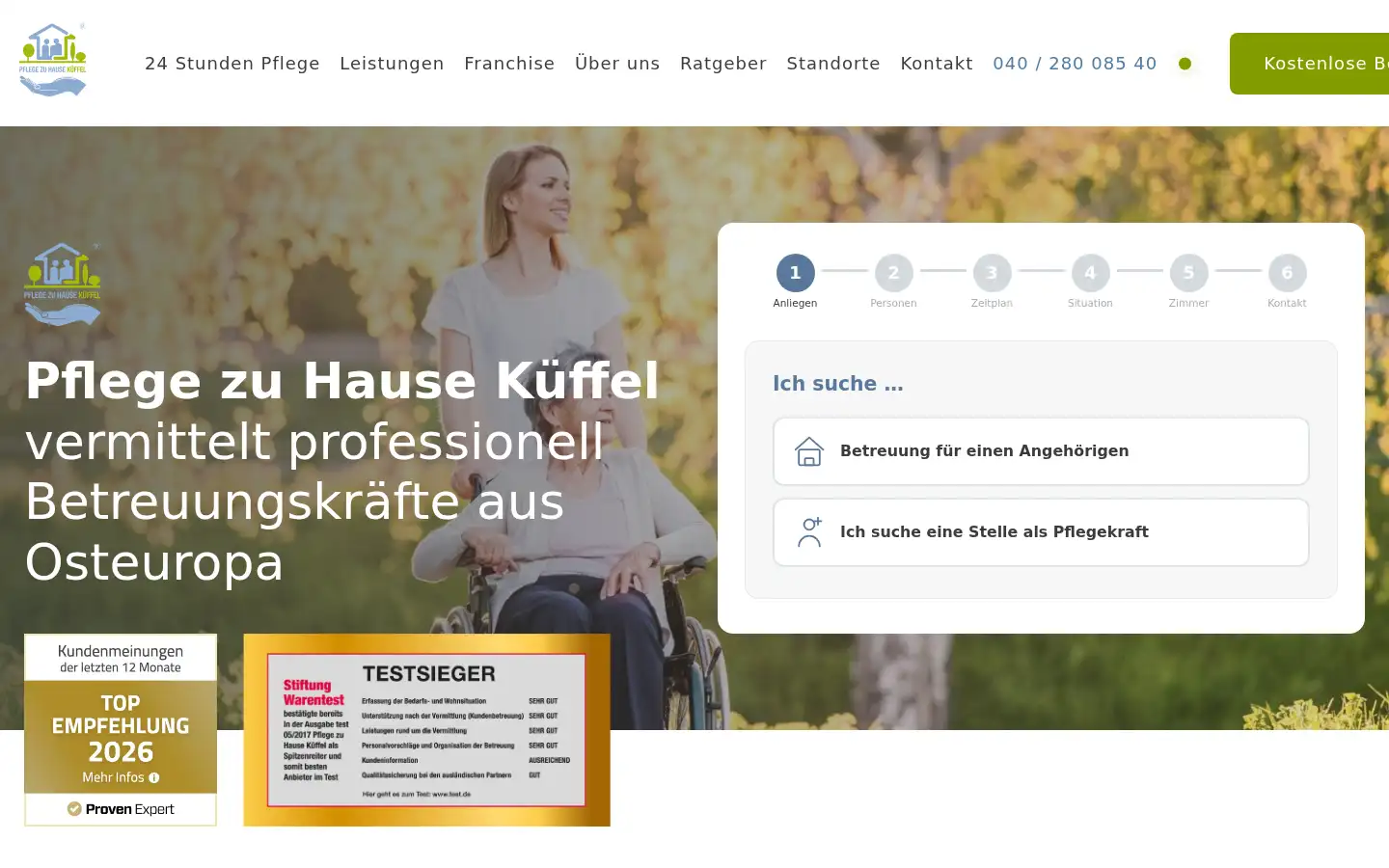 Screenshot of pflegezuhause.info