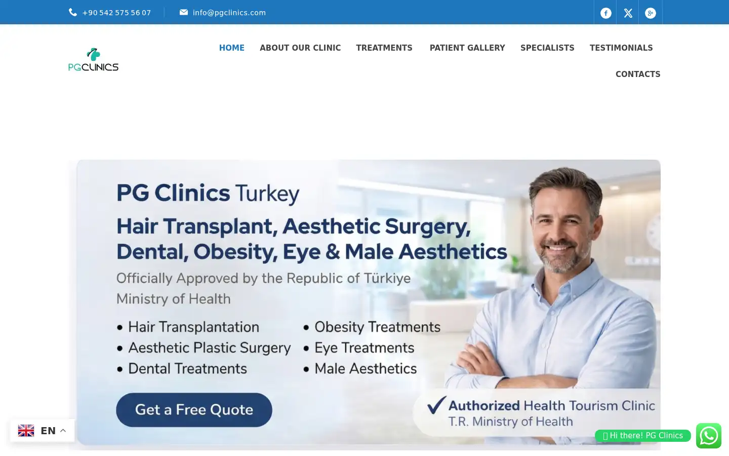 Screenshot of pgclinics.com
