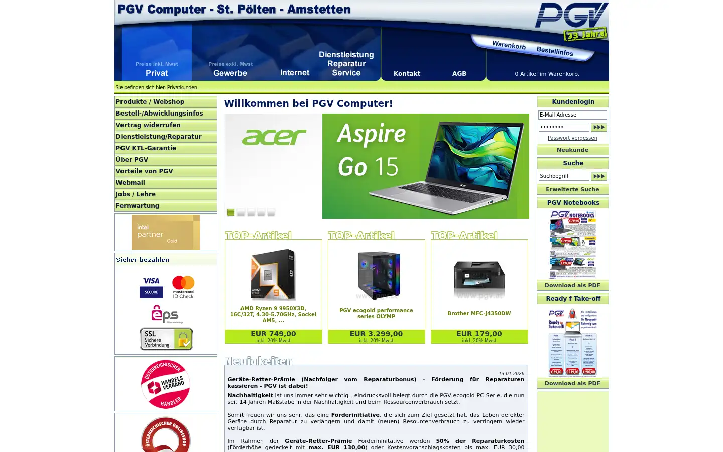 Screenshot of pgv.at