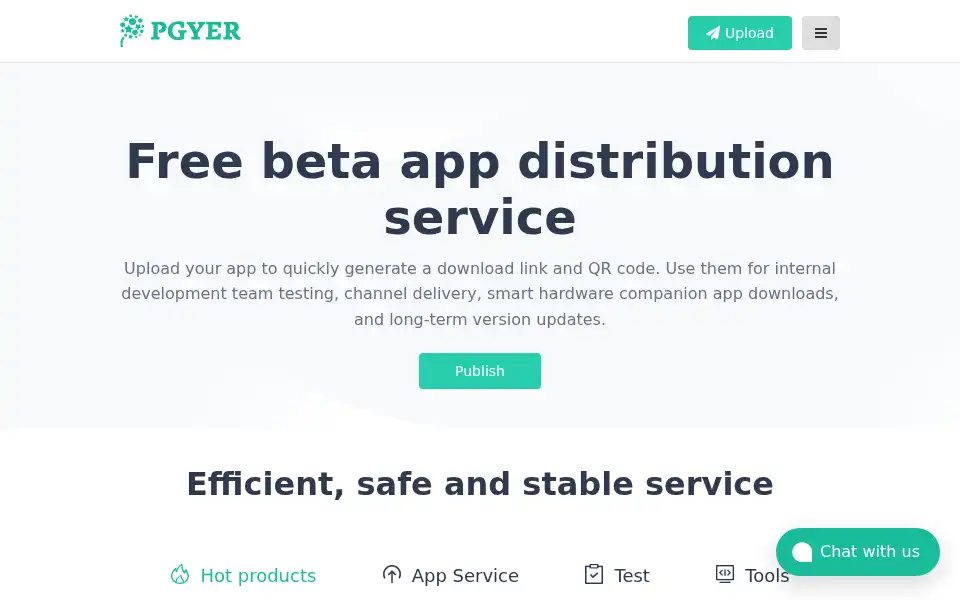 Screenshot of pgyer.com