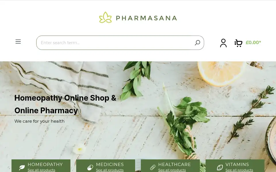 Screenshot of pharmasana.co.uk