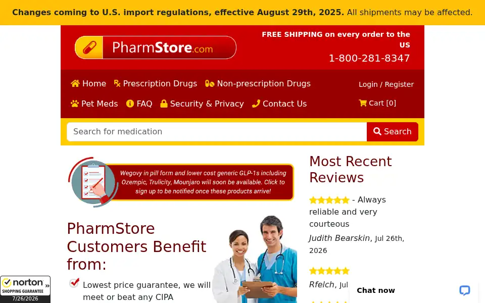 Screenshot of pharmstore.com