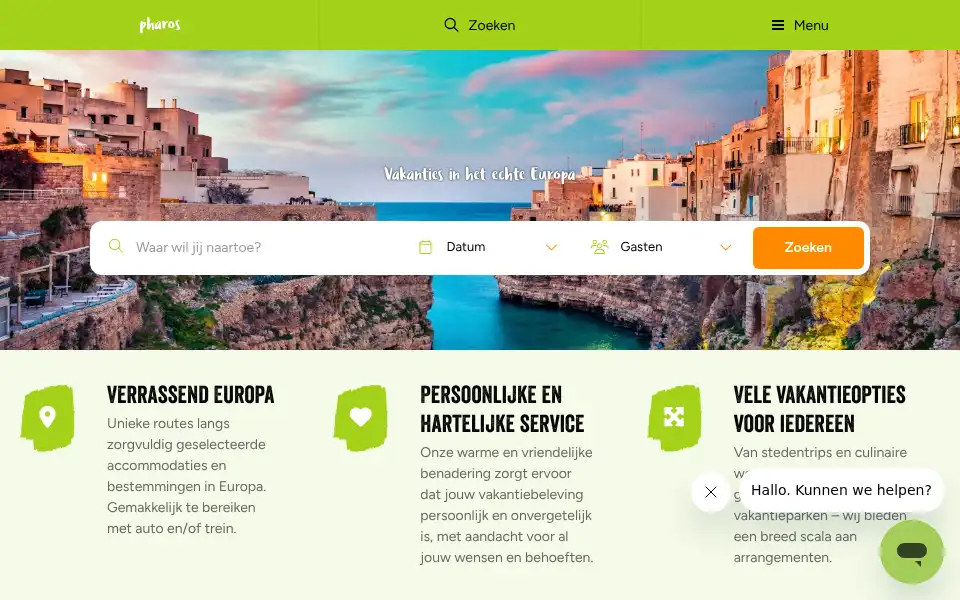 Screenshot of pharosreizen.nl