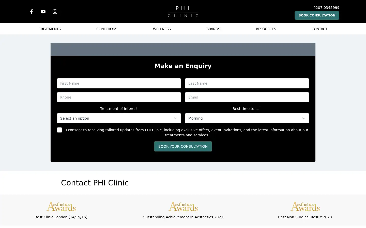 Screenshot of phiclinic.com