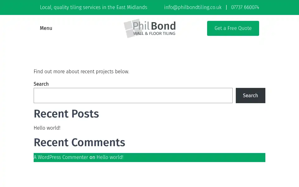 Screenshot of philbondtiling.co.uk