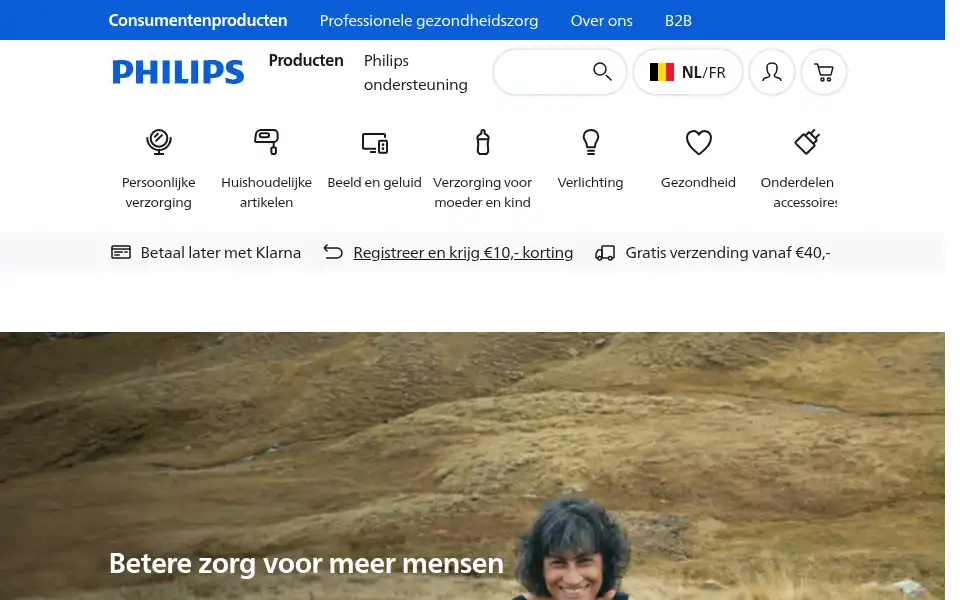 Screenshot of philips.be