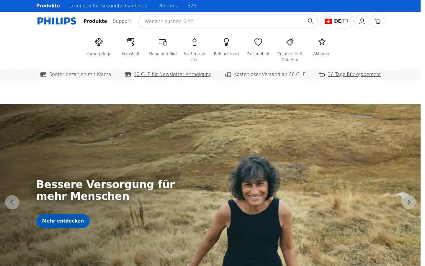 Screenshot of philips.ch