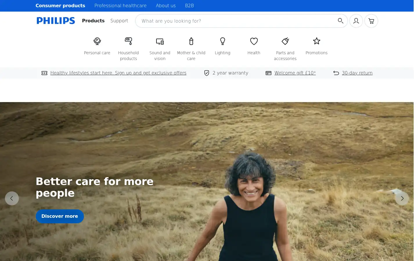 Screenshot of philips.co.uk