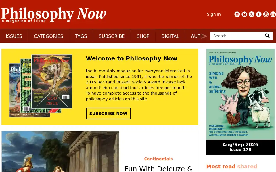 Screenshot of philosophynow.org