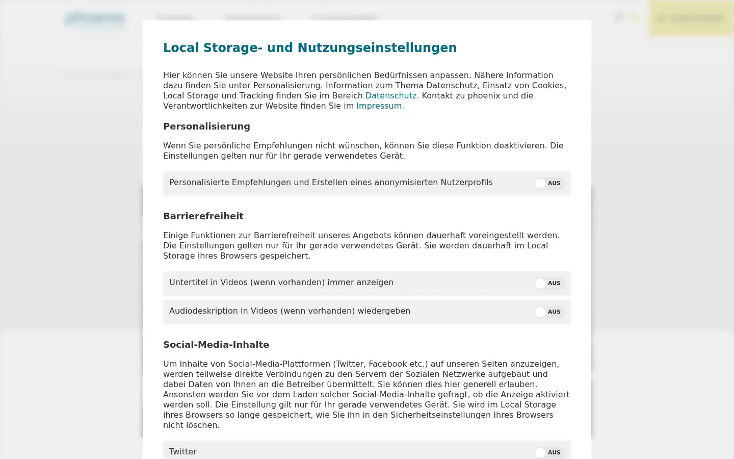 Screenshot of phoenix.de