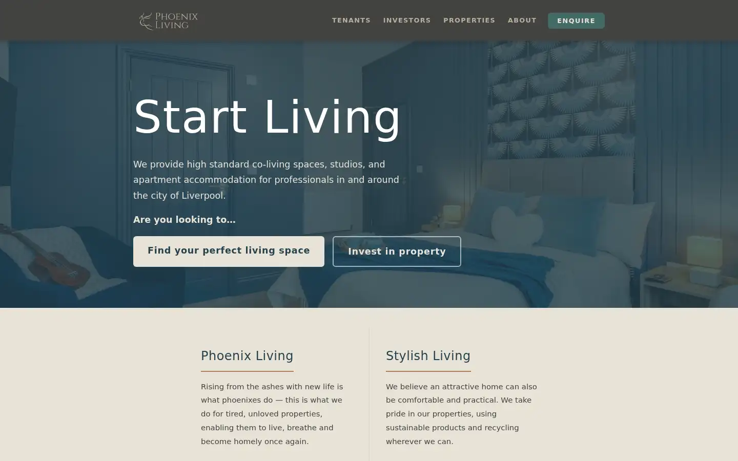 Screenshot of phoenixliving.co.uk