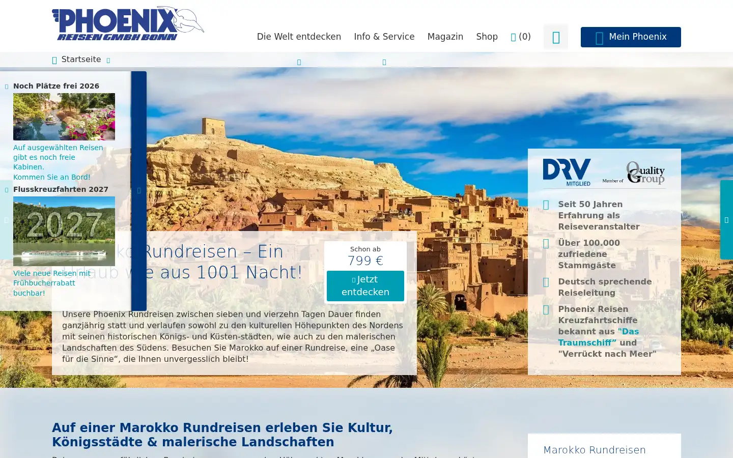 Screenshot of phoenixreisen.com