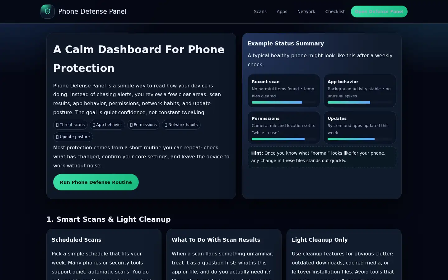 Screenshot of phonedefensepanel.com