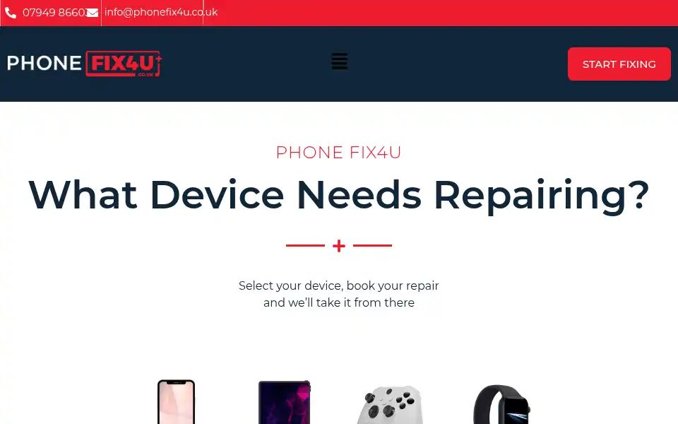 Screenshot of phonefix4u.co.uk