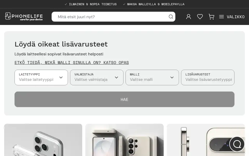 Screenshot of phonelife.fi