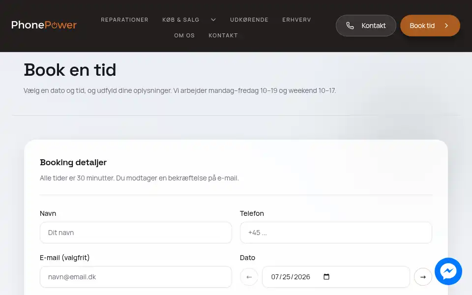 Screenshot of phonepower.dk