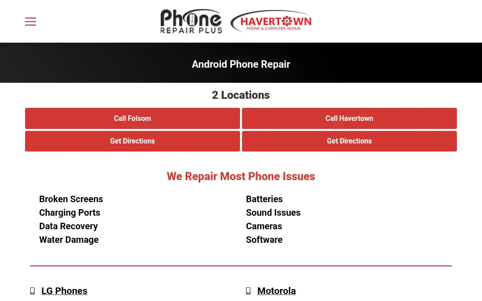 Screenshot of phonerepairplus.com