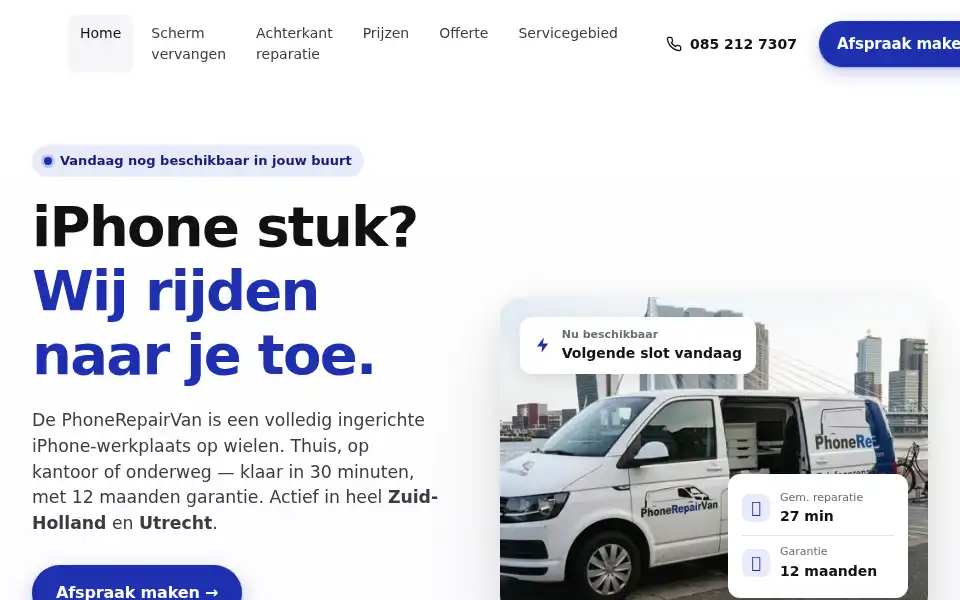 Screenshot of phonerepairvan.nl