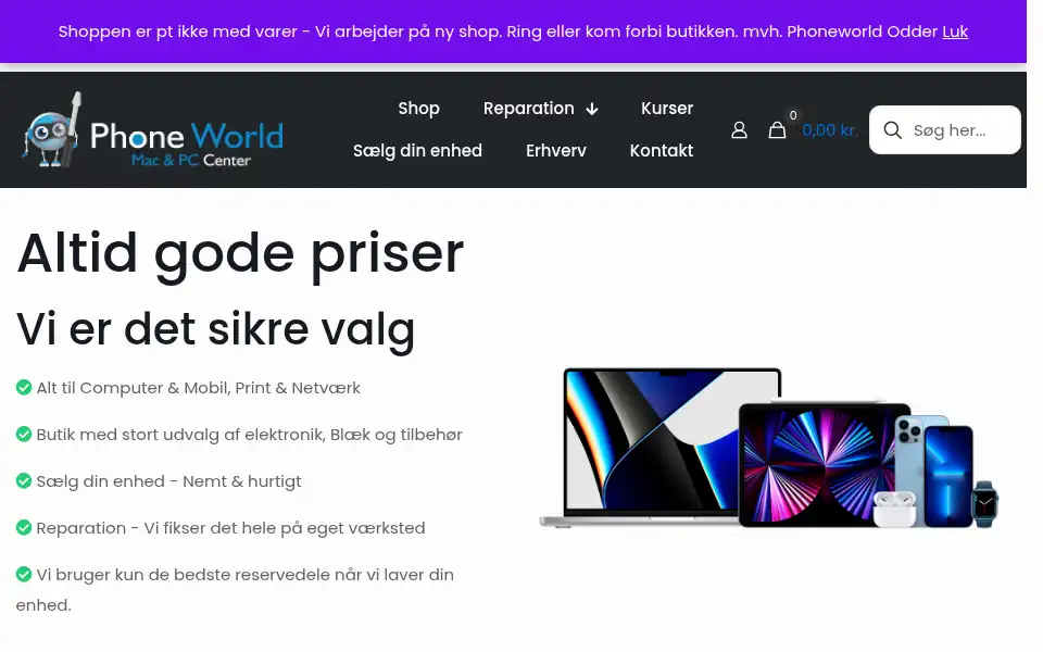 Screenshot of phoneworld.dk