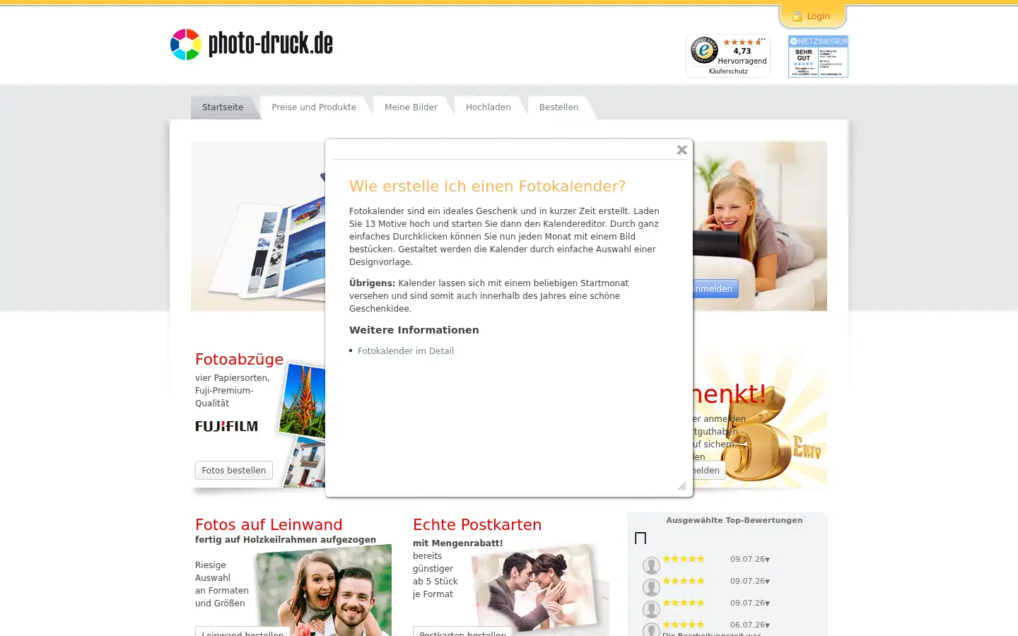 Screenshot of photo-druck.de
