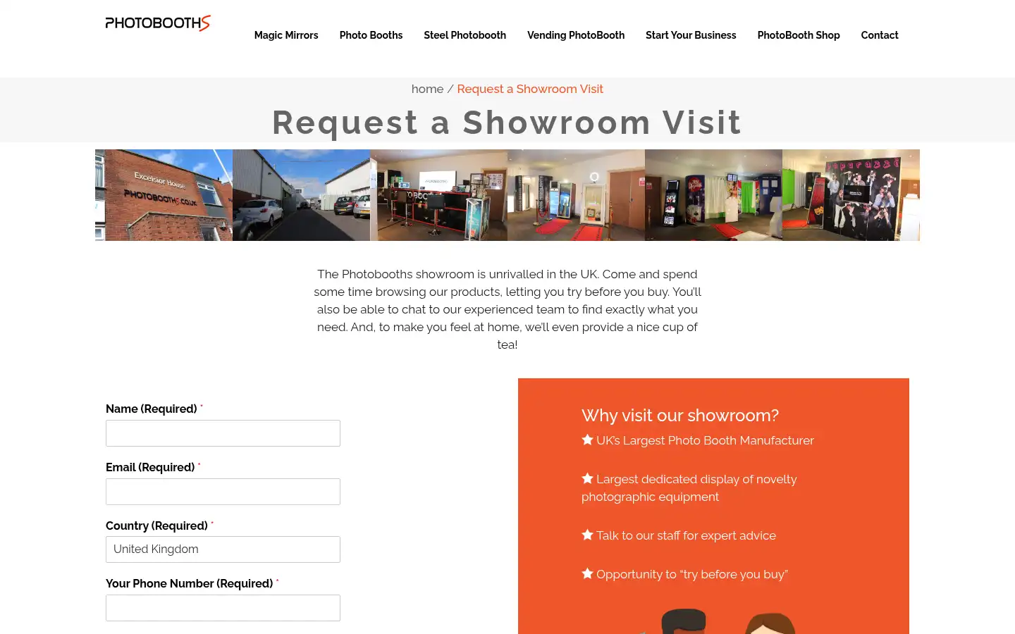 Screenshot of photobooths.co.uk