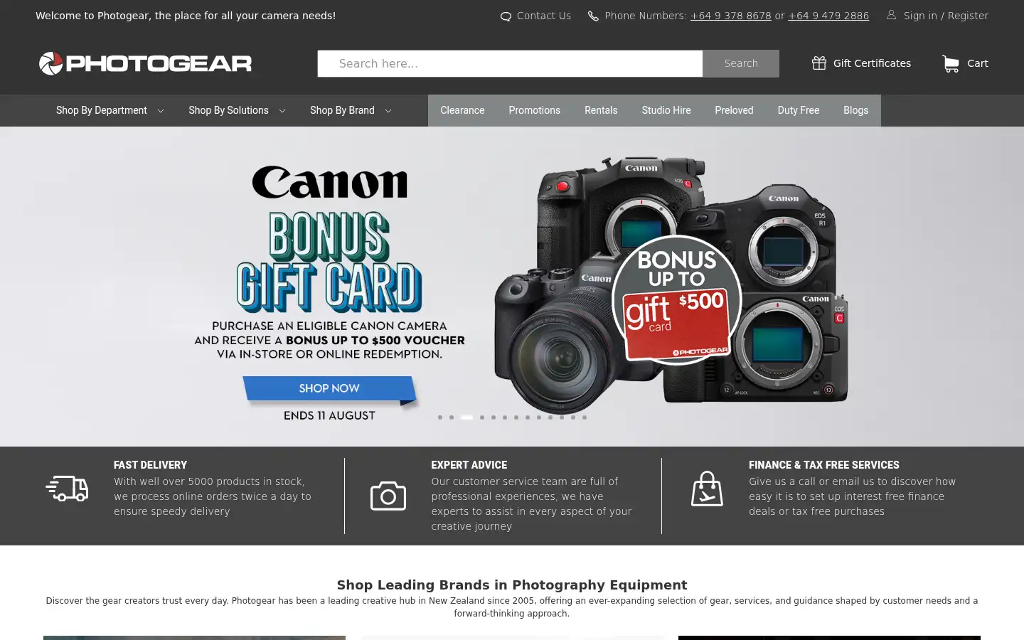 Screenshot of photogear.co.nz