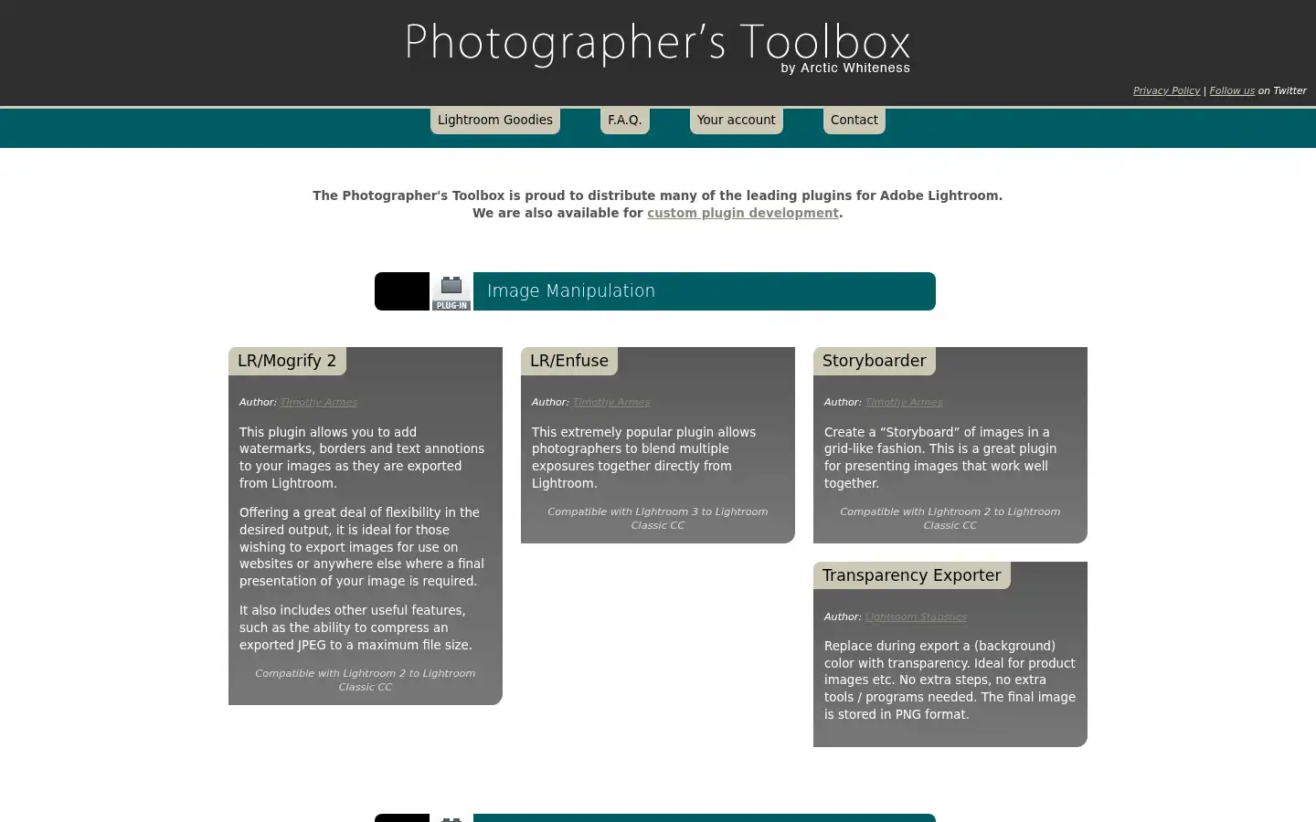 Screenshot of photographers-toolbox.com