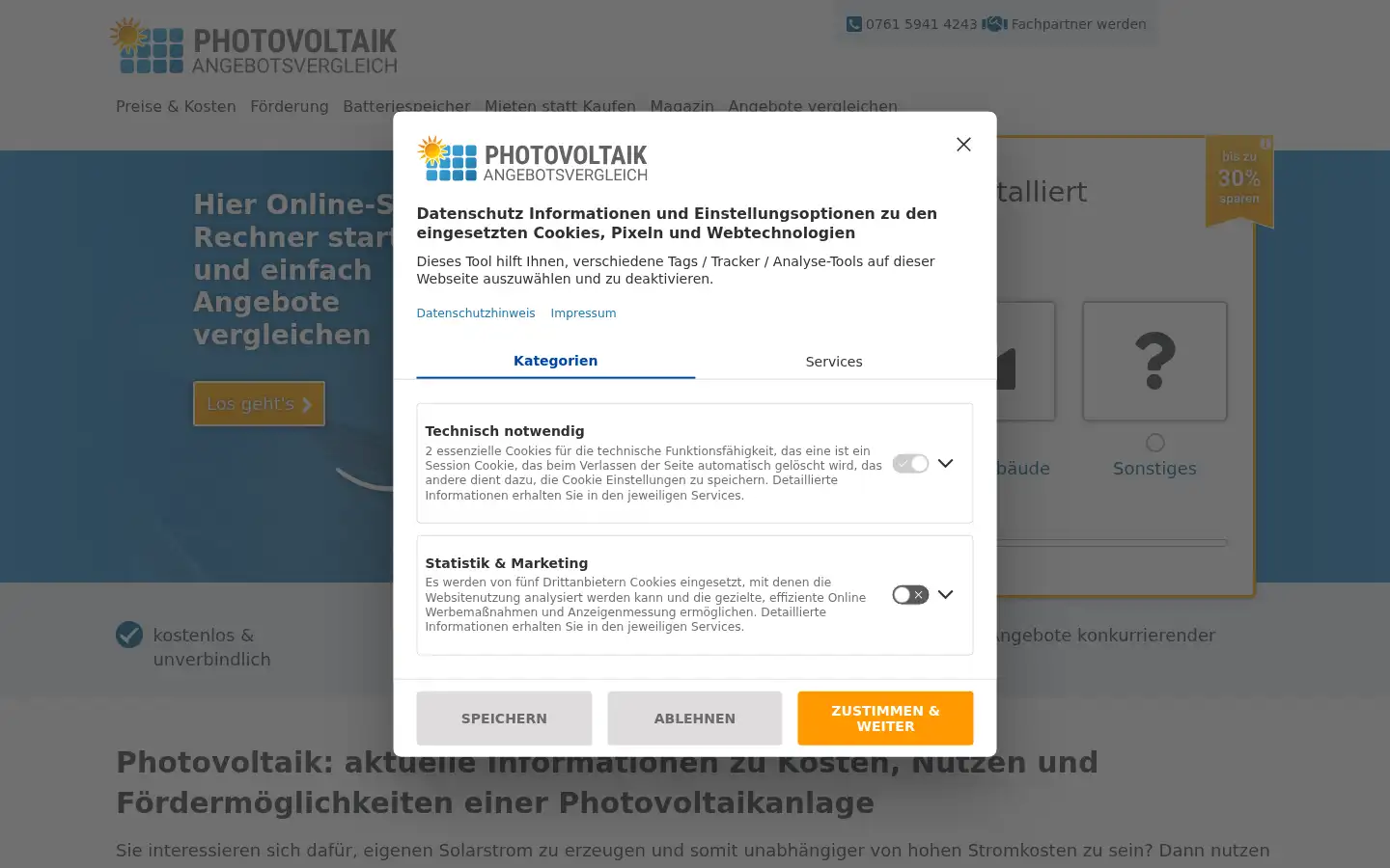 Screenshot of photovoltaik-angebotsvergleich.de