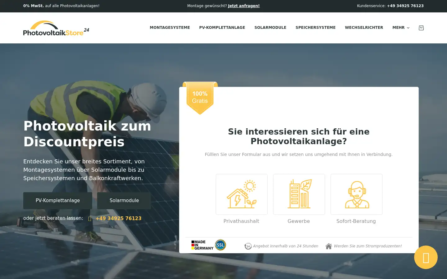 Screenshot of photovoltaik-store24.de