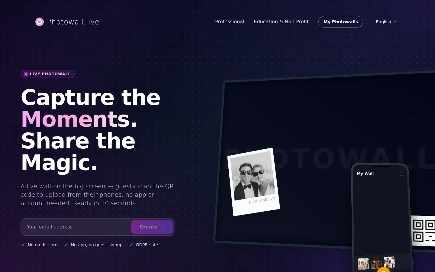 Screenshot of photowall.live