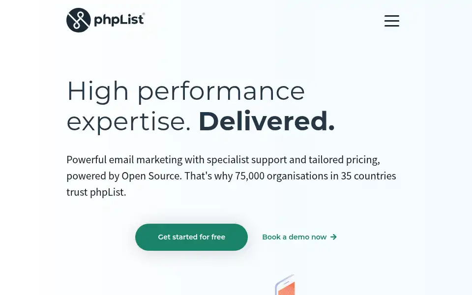 Screenshot of phplist.com
