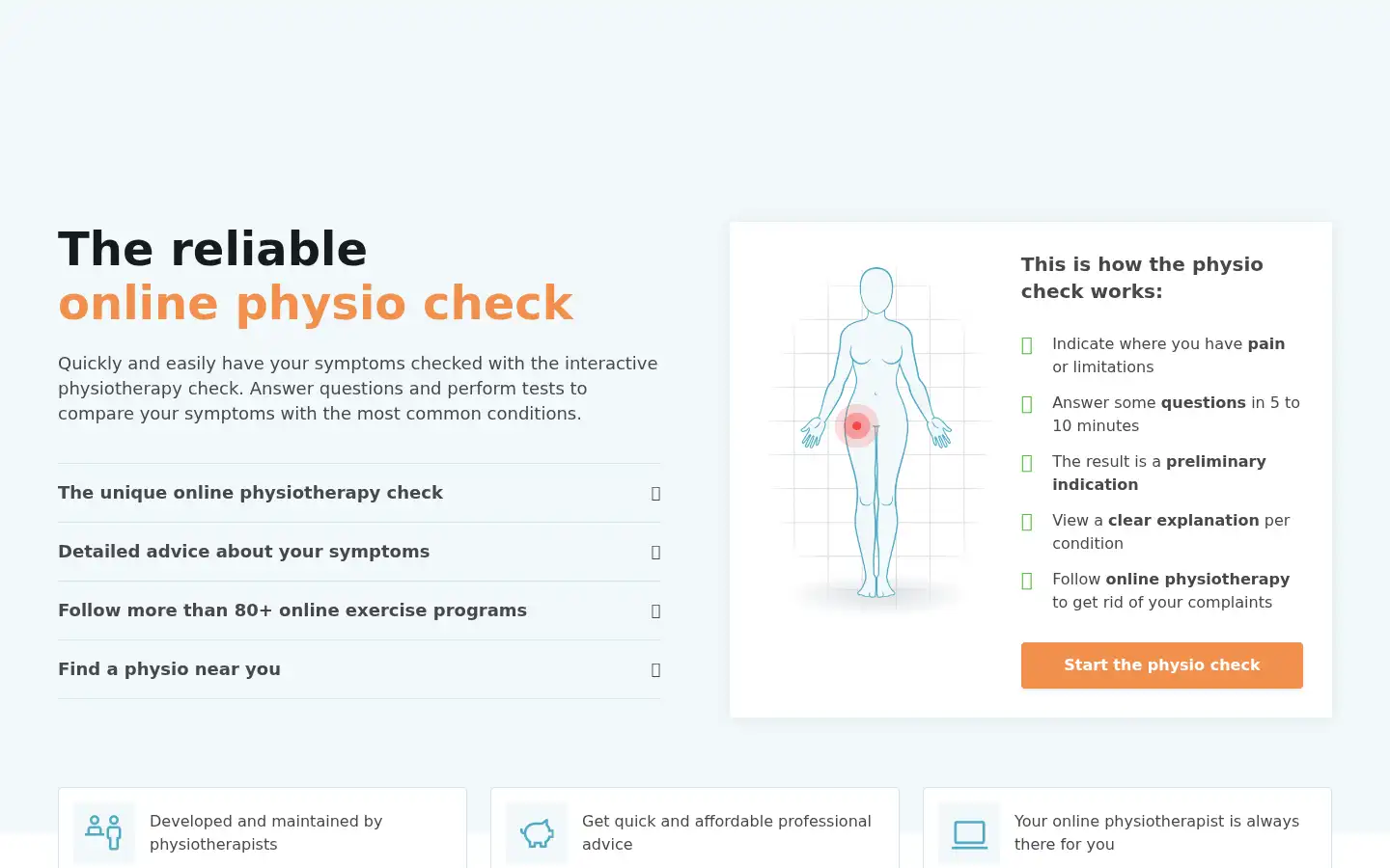 Screenshot of physiocheck.co.uk